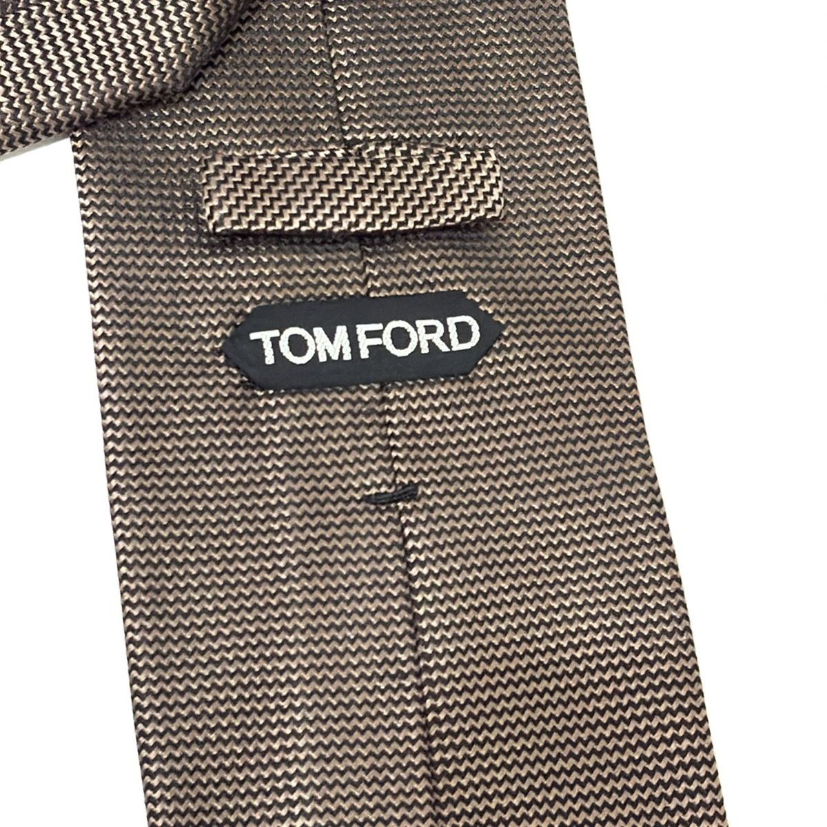 TOMFORD トムフォード　ネクタイ　ソリッド　ブラウン　ヘリンボーン 美品】TOMFORD トムフォード ネクタイ 灰色 カシミア ヘリンボーン