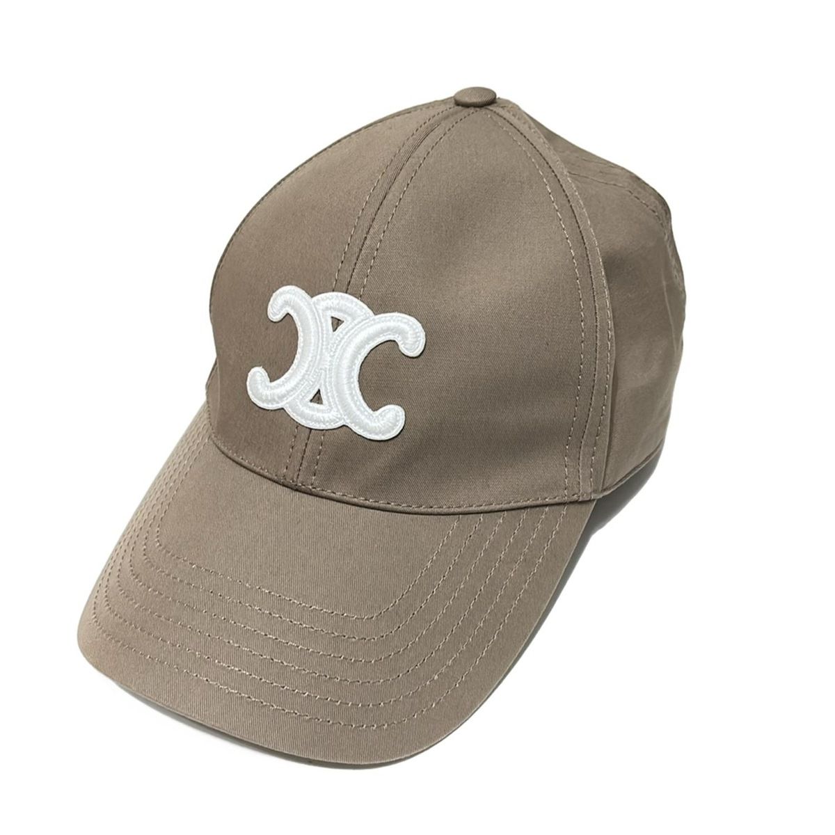 CELINE(セリーヌ) キャップ S美品 - ベージュ×白 トリオンフ ベース