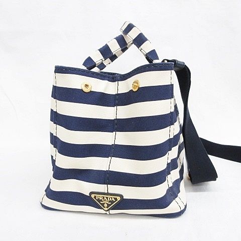 プラダ PRADA カナパ M トートバッグ ショルダーバッグ 2WAY ボーダー