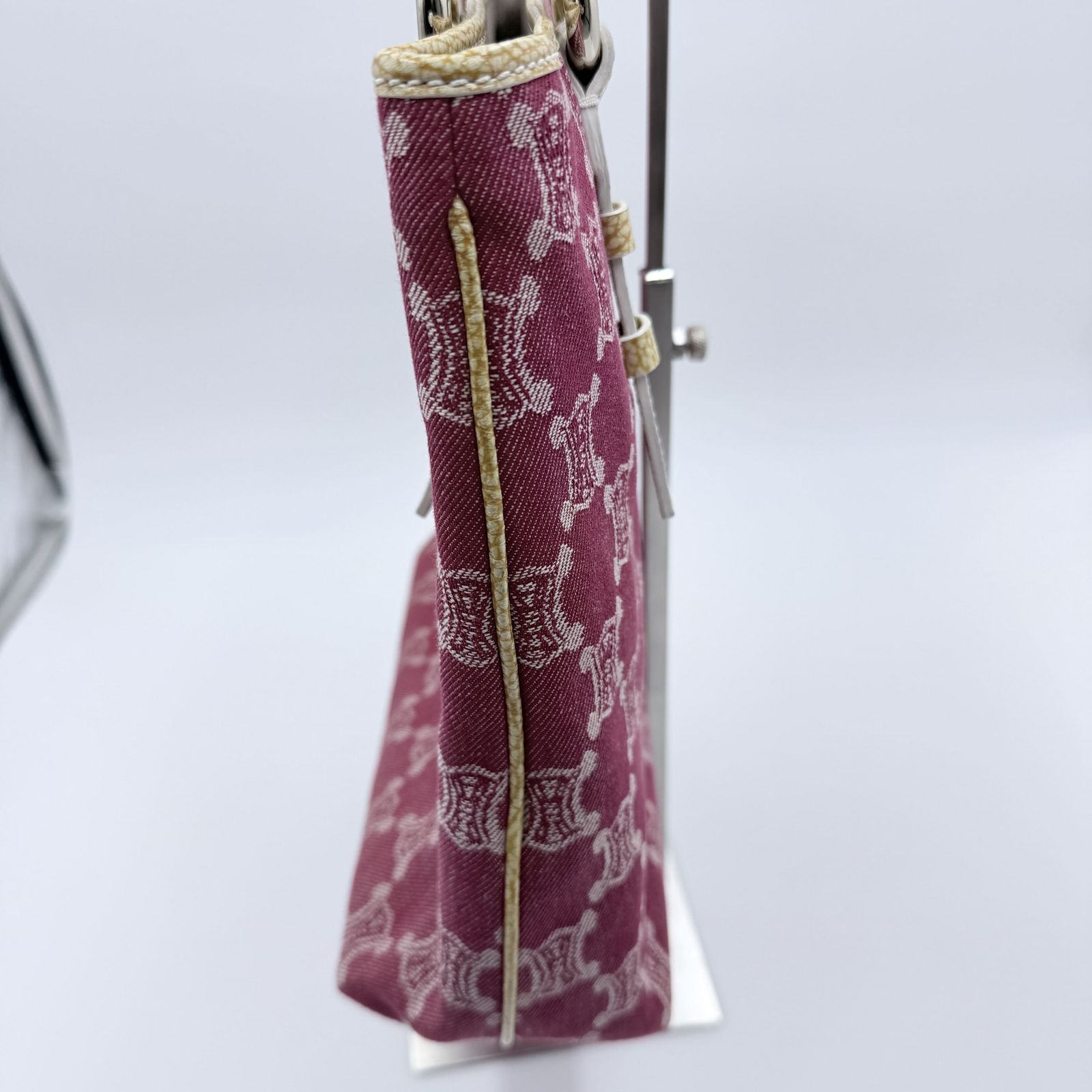 CELINE（セリーヌ）マカダム トートバッグ キャンバス レッド系 レザー