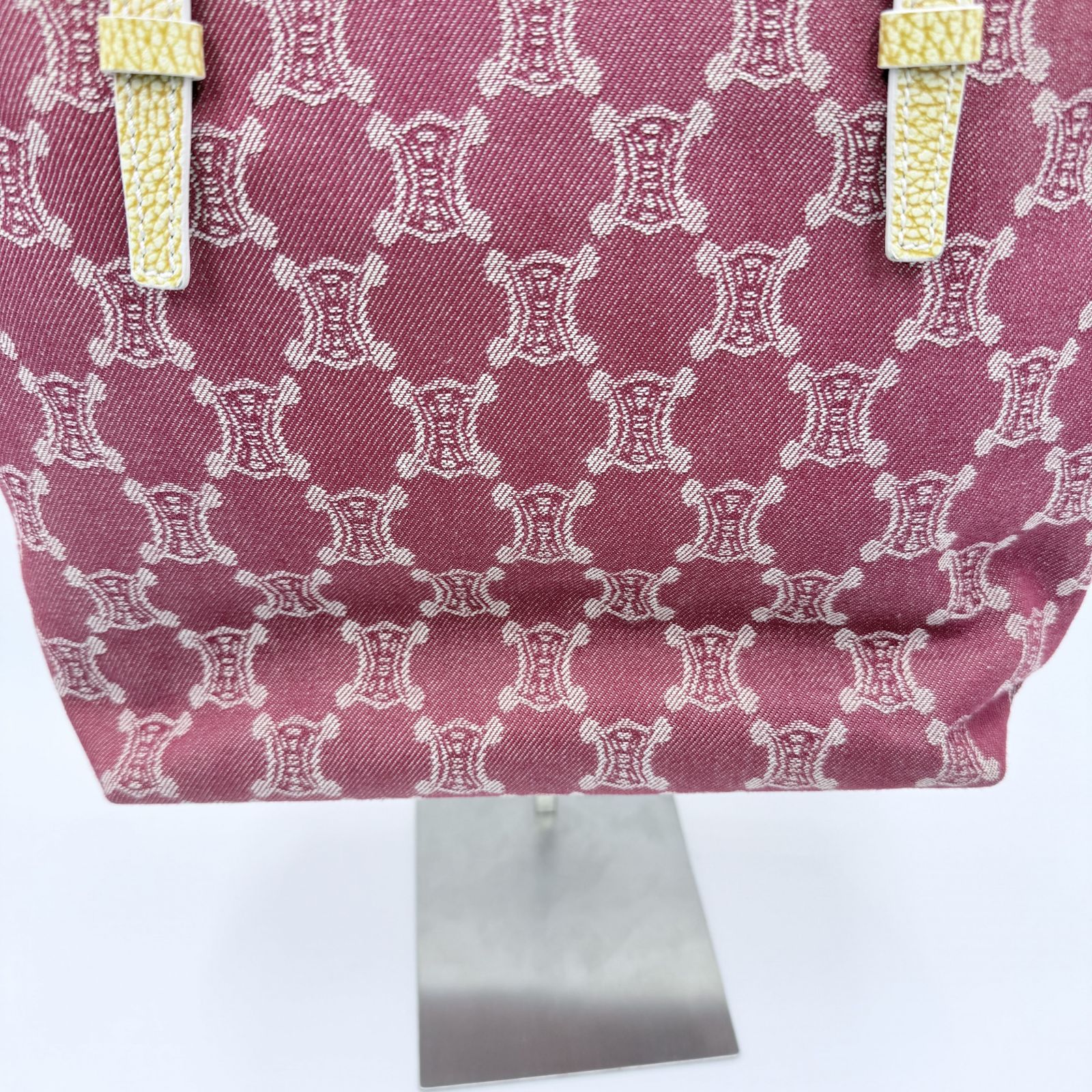 CELINE（セリーヌ）マカダム トートバッグ キャンバス レッド系 レザー