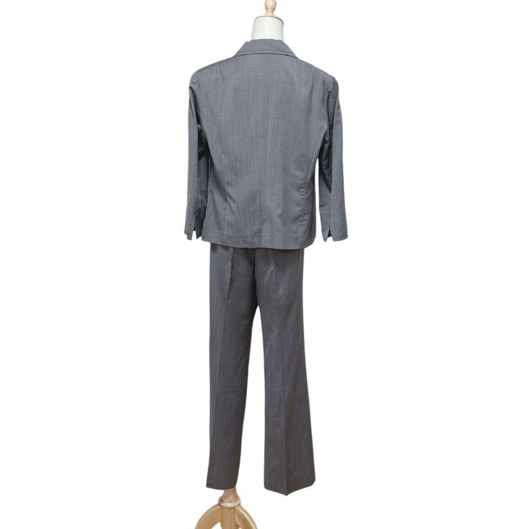 TRANS WORK【44】パンツスーツセットアップ シルク グレー 式典 通勤