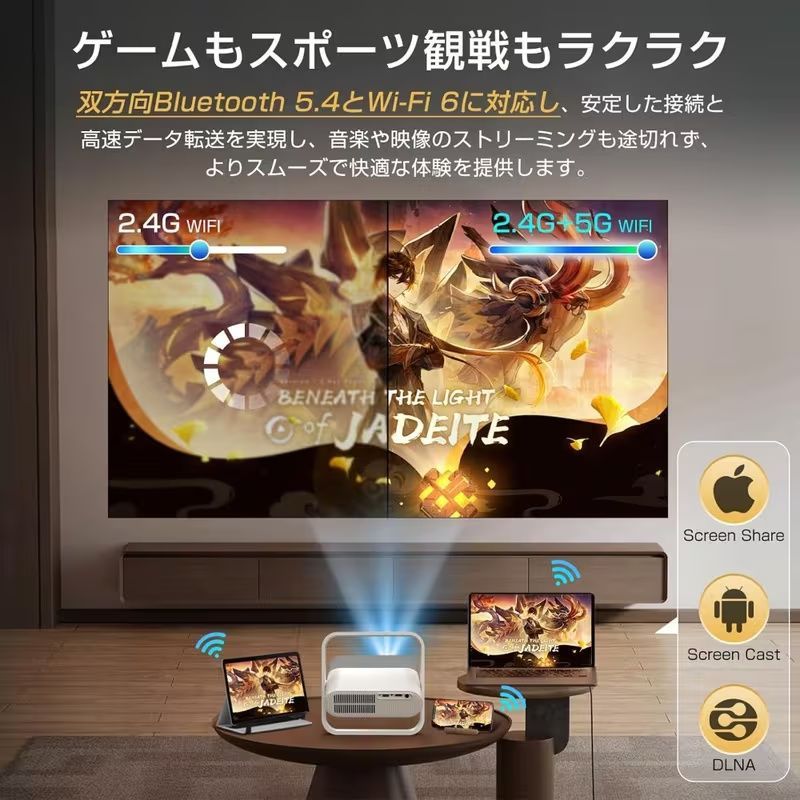 プロジェクター 家庭用 天井投影対応 1500ANSI 4K 自動台形補正 オート