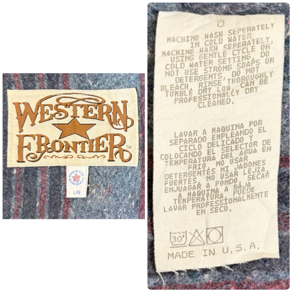 80's〜 vintage ビンテージ USA製 WESTERN FRONTIER ネイティブ柄