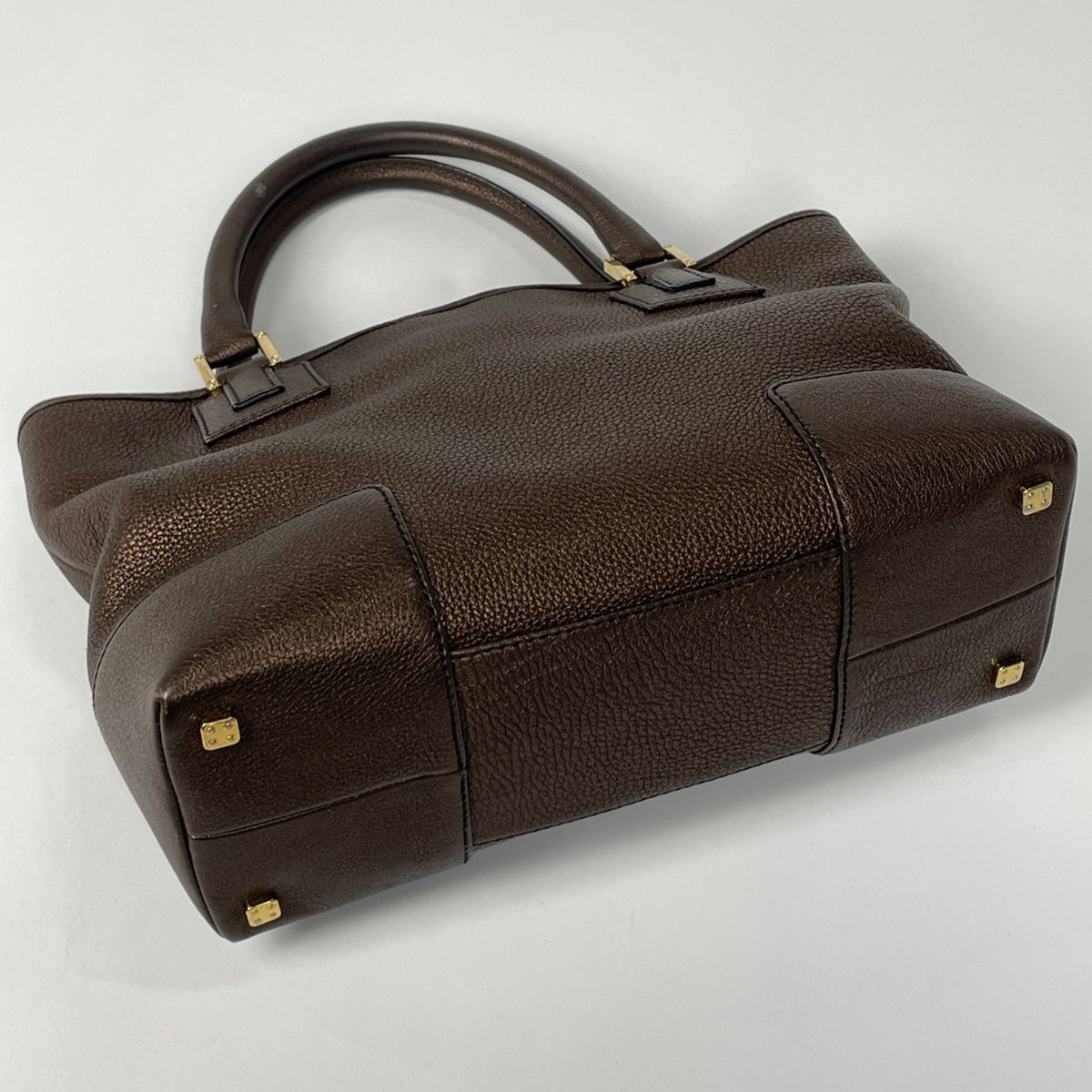 ロエベ LOEWE アマソナ 28 アナグラム メタリック ハンドバッグ レザー