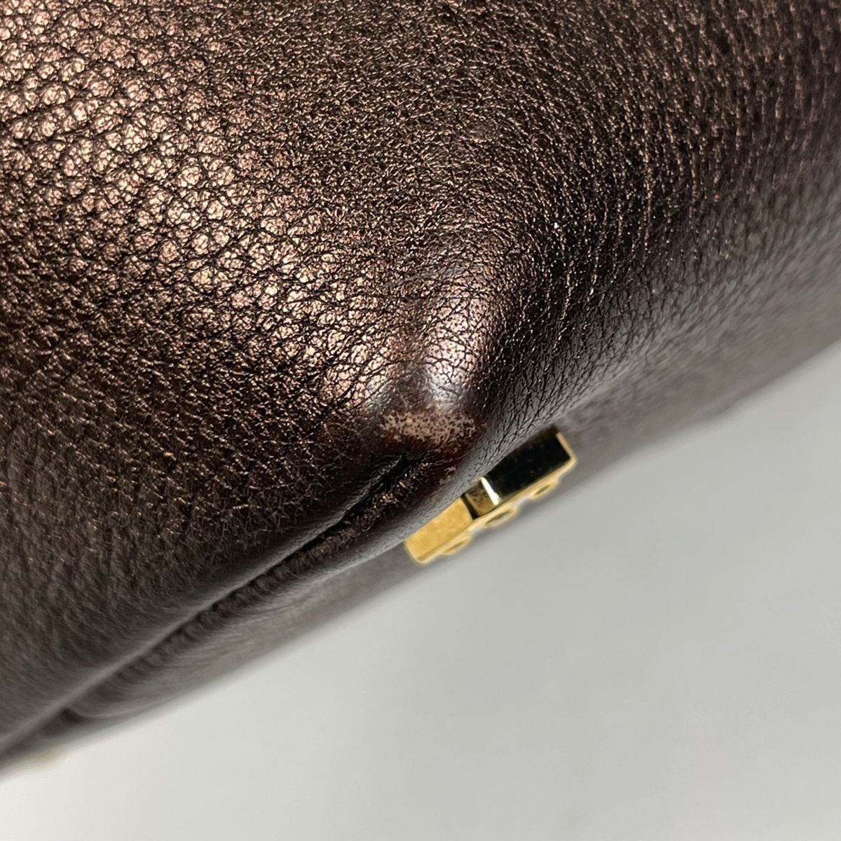 ロエベ LOEWE アマソナ 28 アナグラム メタリック ハンドバッグ レザー