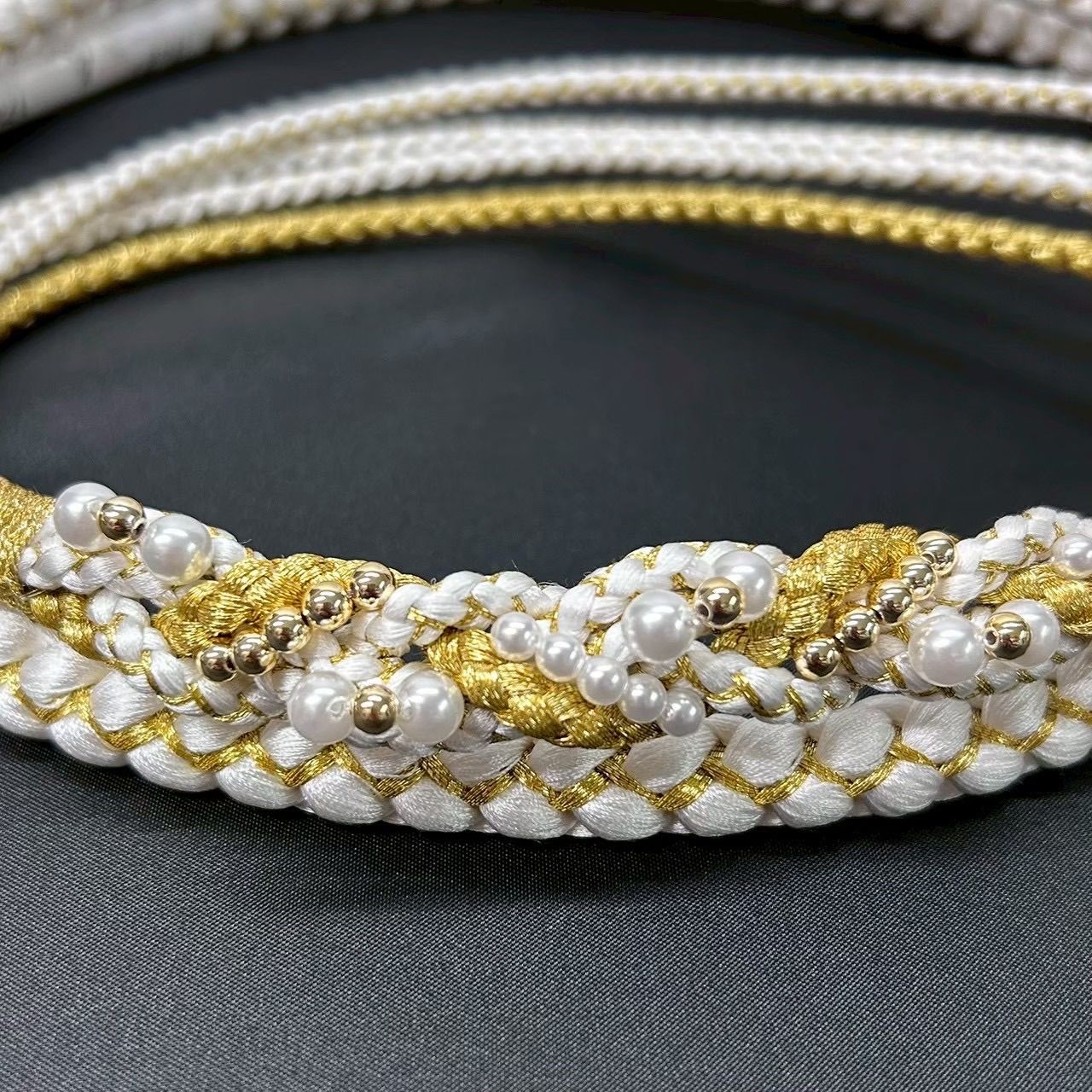 帯締め 帯揚げ 重衿 刺繍半衿 4点セット パール装飾 ツイスト ちりめん 