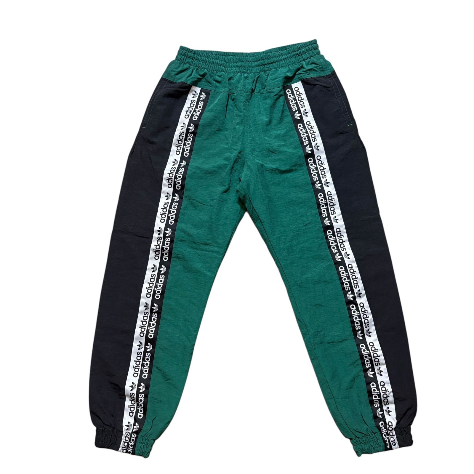 古着 adidas アディダス トラックパンツ ジャージ ブラック×グリーン