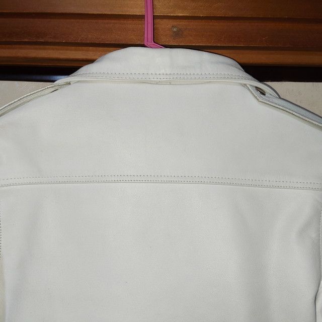 ACDC LEATHER本革レザーダブルライダースジャケット白ホワイト36 即決