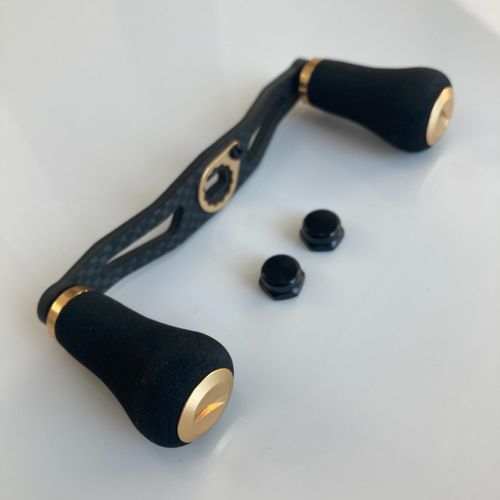 超軽量 ベイトリール用カーボンハンドル ゴールド EVA素材ハンドルノブ