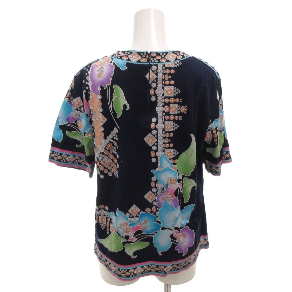 LEONARD レオナール / カットソー LLサイズ レオナール LEONARD カットソー LL 黒 ブラック 花柄 ラウンドネック