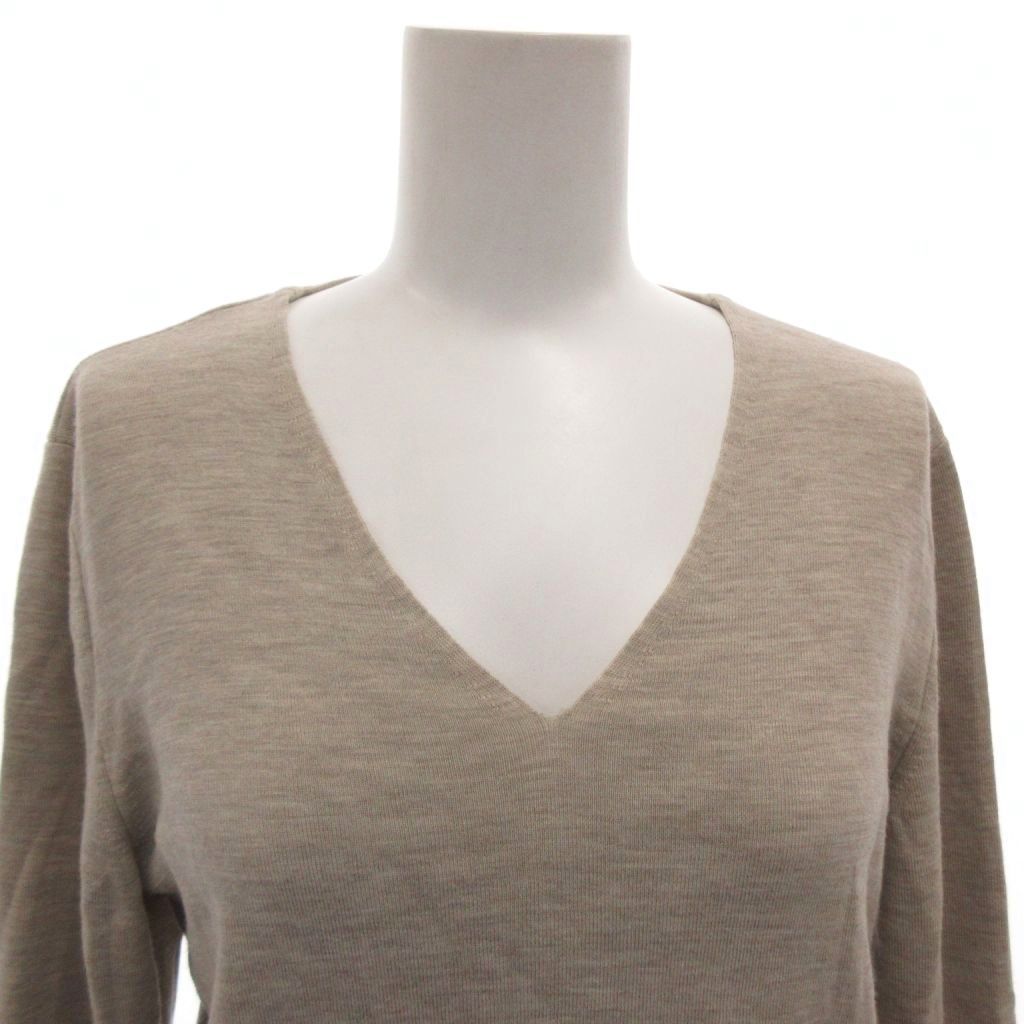 フォクシー FOXEY ニット セーター ウール 40 ベージュ Vネック 長袖