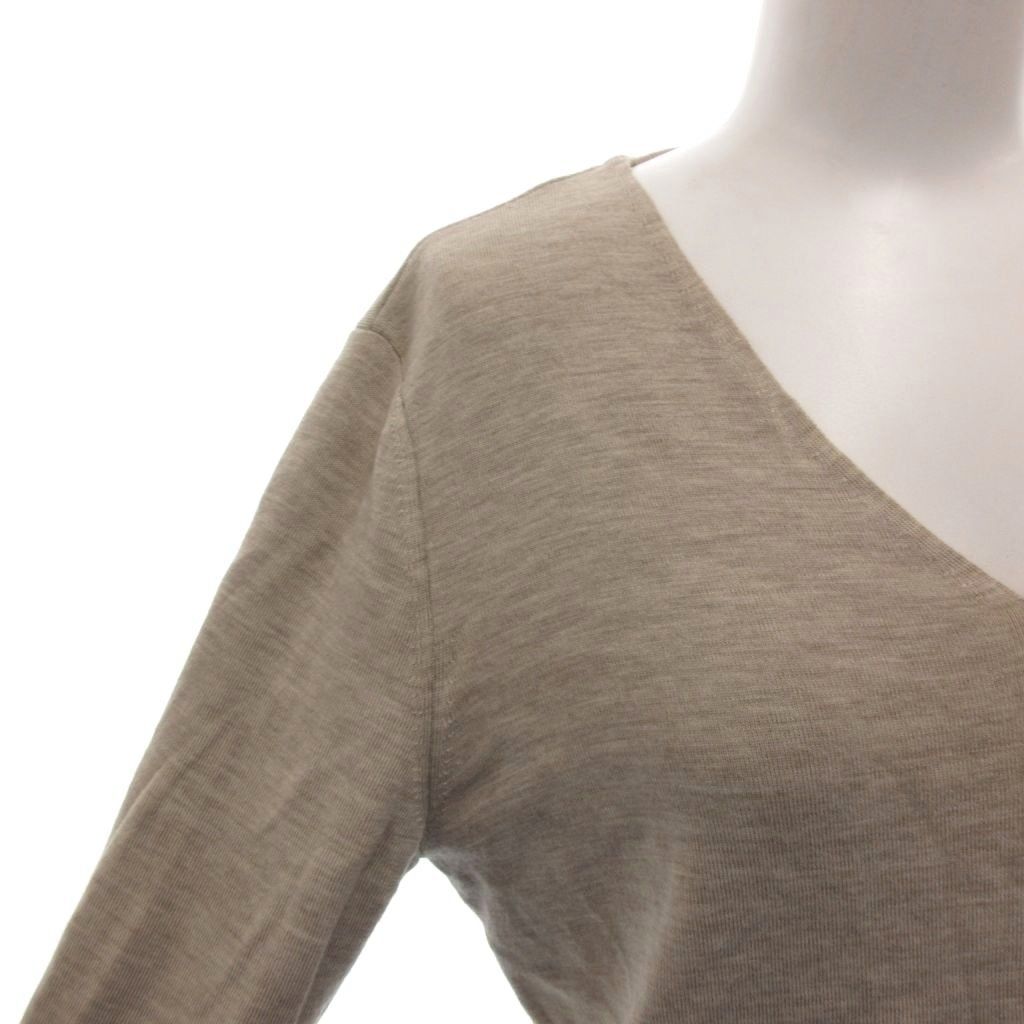 フォクシー FOXEY ニット セーター ウール 40 ベージュ Vネック 長袖