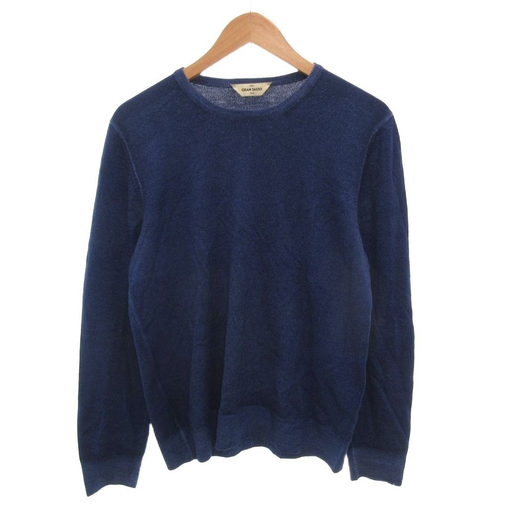 グランサッソ GRAN SASSO ニット セーター ウール 50 青 ブルー 長袖