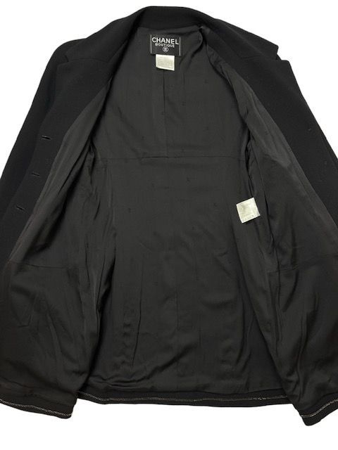 シャネル ヴィンテージ！99AくるみCCボタン付ウールロングジャケット
