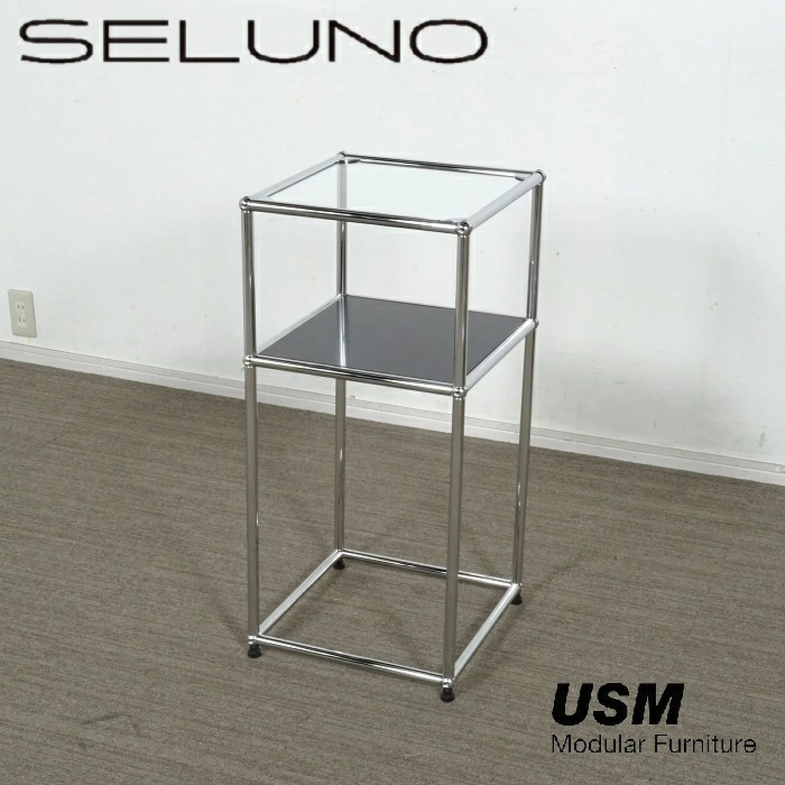 USM Haller テレフォンスタンド 電話台 W373 ガラス クローム USM Haller テレフォンスタンド 電話台 W373 ガラス クローム USM