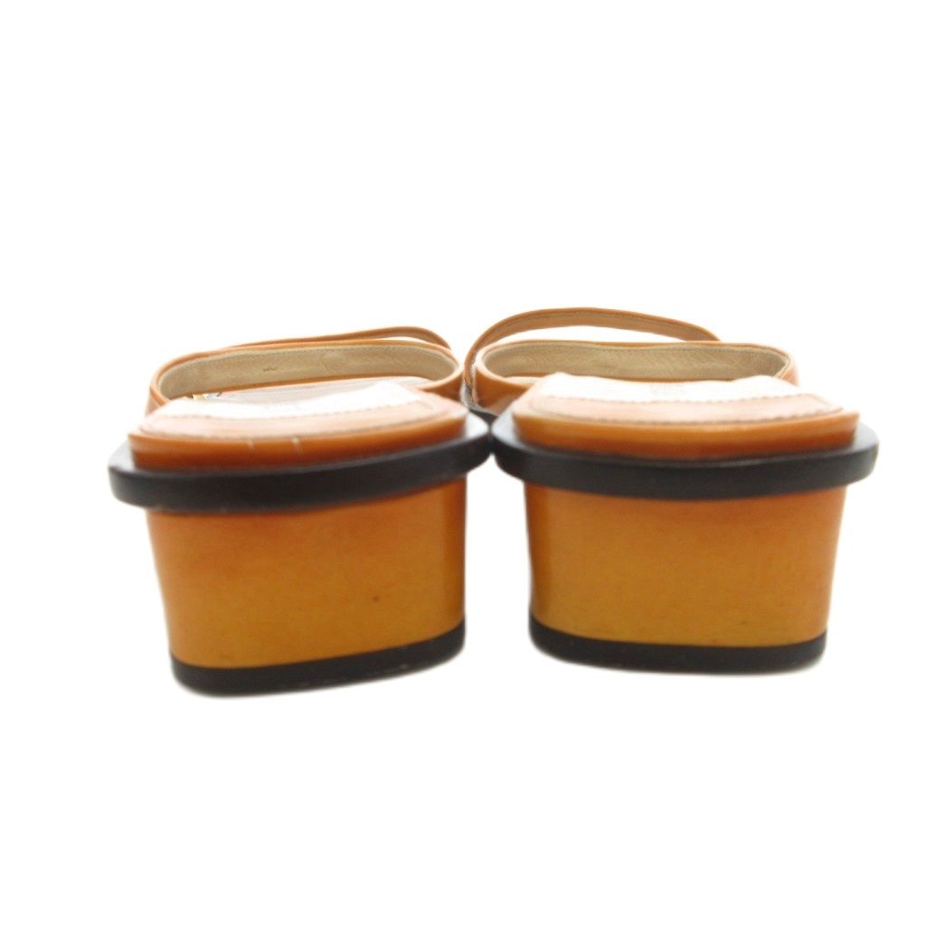 ルイヴィトン LOUIS VUITTON サンダル LVロゴ 37 オレンジ スクエア