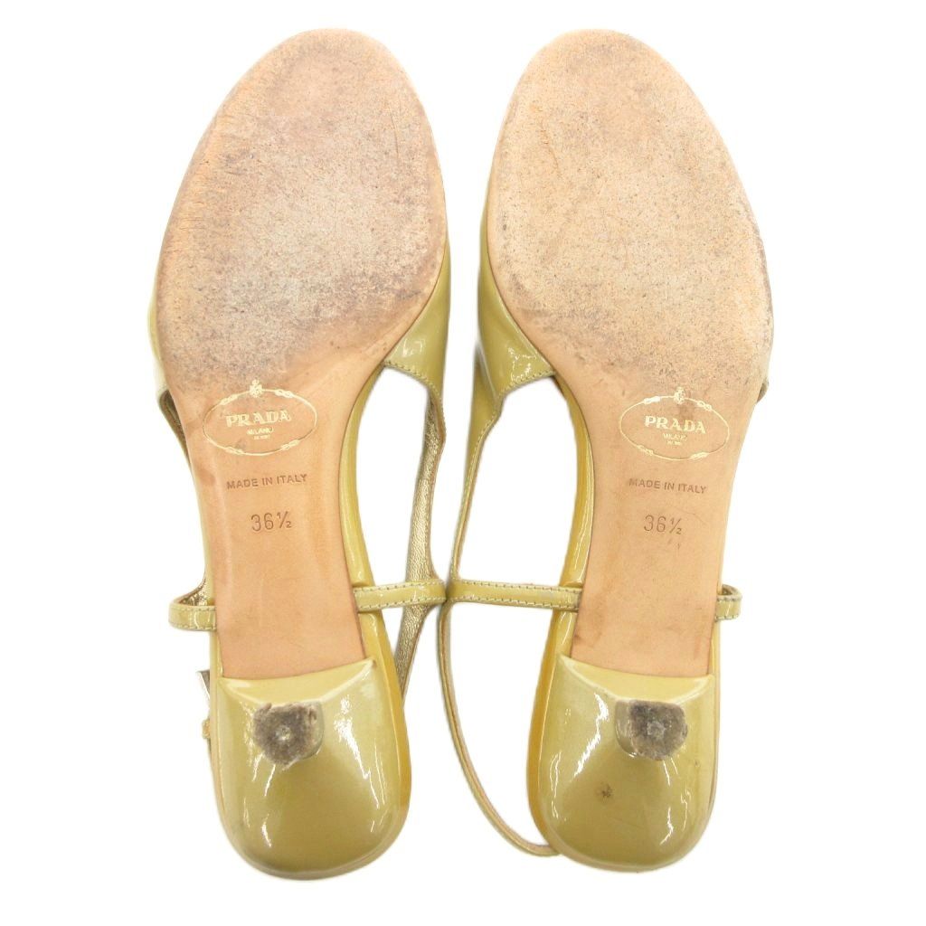 プラダ PRADA パンプス ミュール 36.5 カラシ色 スリングバック