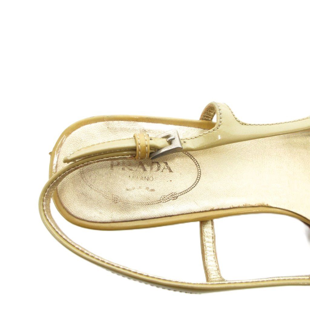 プラダ PRADA パンプス ミュール 36.5 カラシ色 スリングバック
