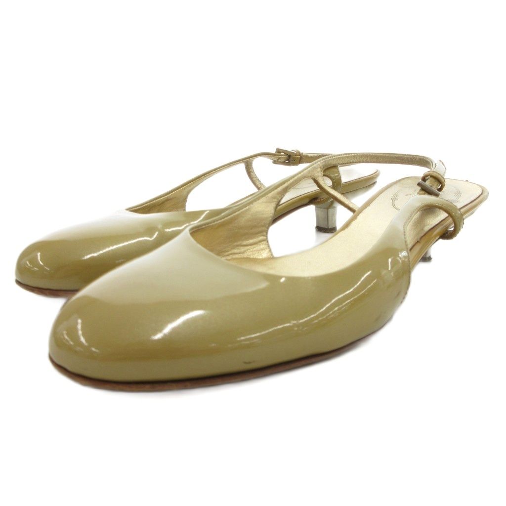 プラダ PRADA パンプス ミュール 36.5 カラシ色 スリングバック