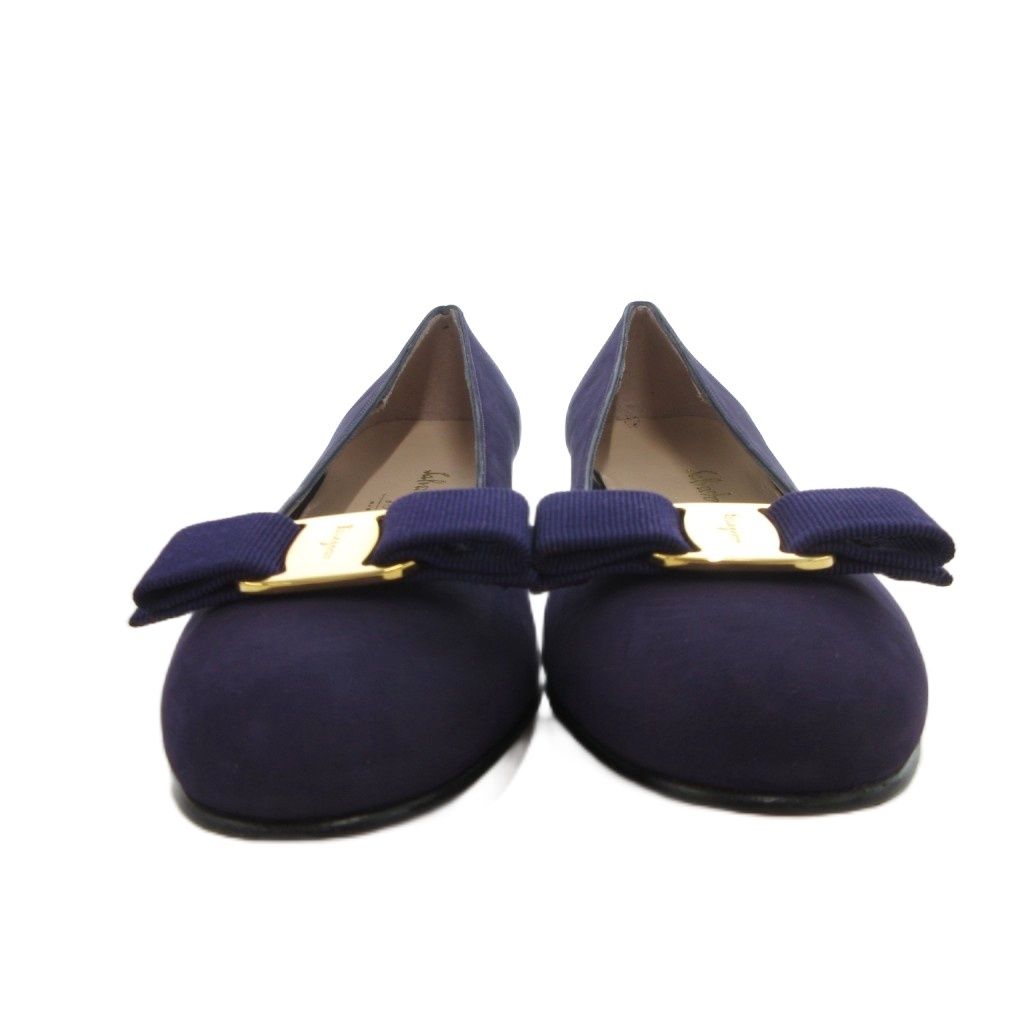 サルヴァトーレフェラガモ　新品　ヴァラ　リボン　スエード　パープル　US5.5 サルヴァトーレフェラガモ 新品 ヴァラ リボン スエード パープル US5.5