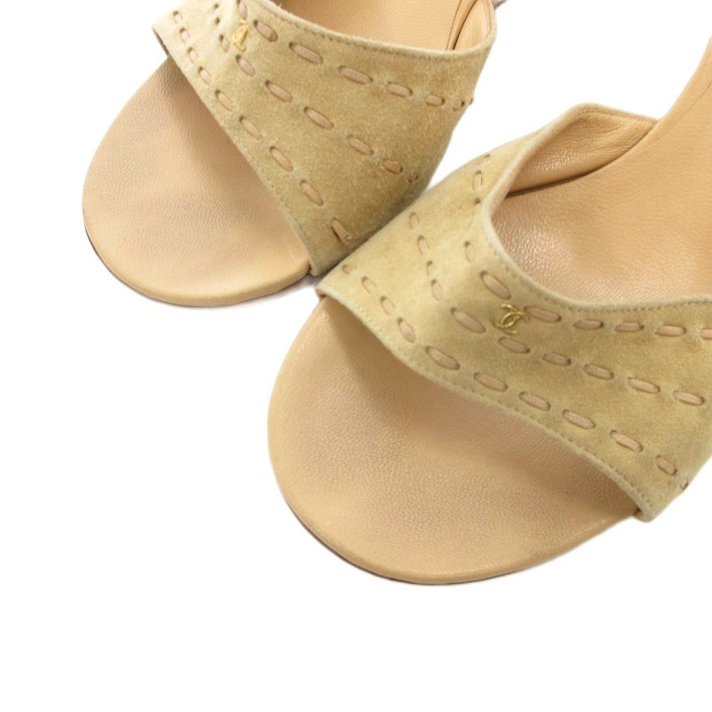 シャネル CHANEL サンダル ココマーク スエードレザー 36 ベージュ