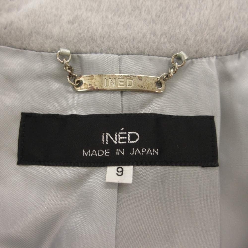 イネド INED カシミア チェスターコート 9 グレー テーラードカラー