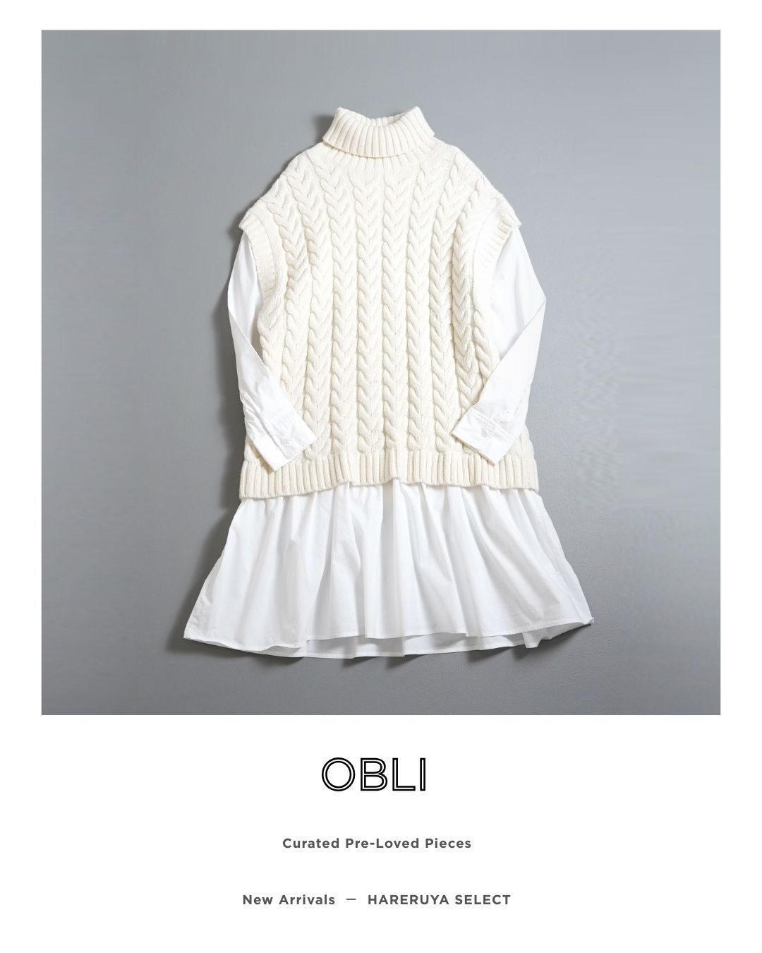 999t*オブリ OBLI ウール混 ケーブルニット ドッキングワンピース 1 S