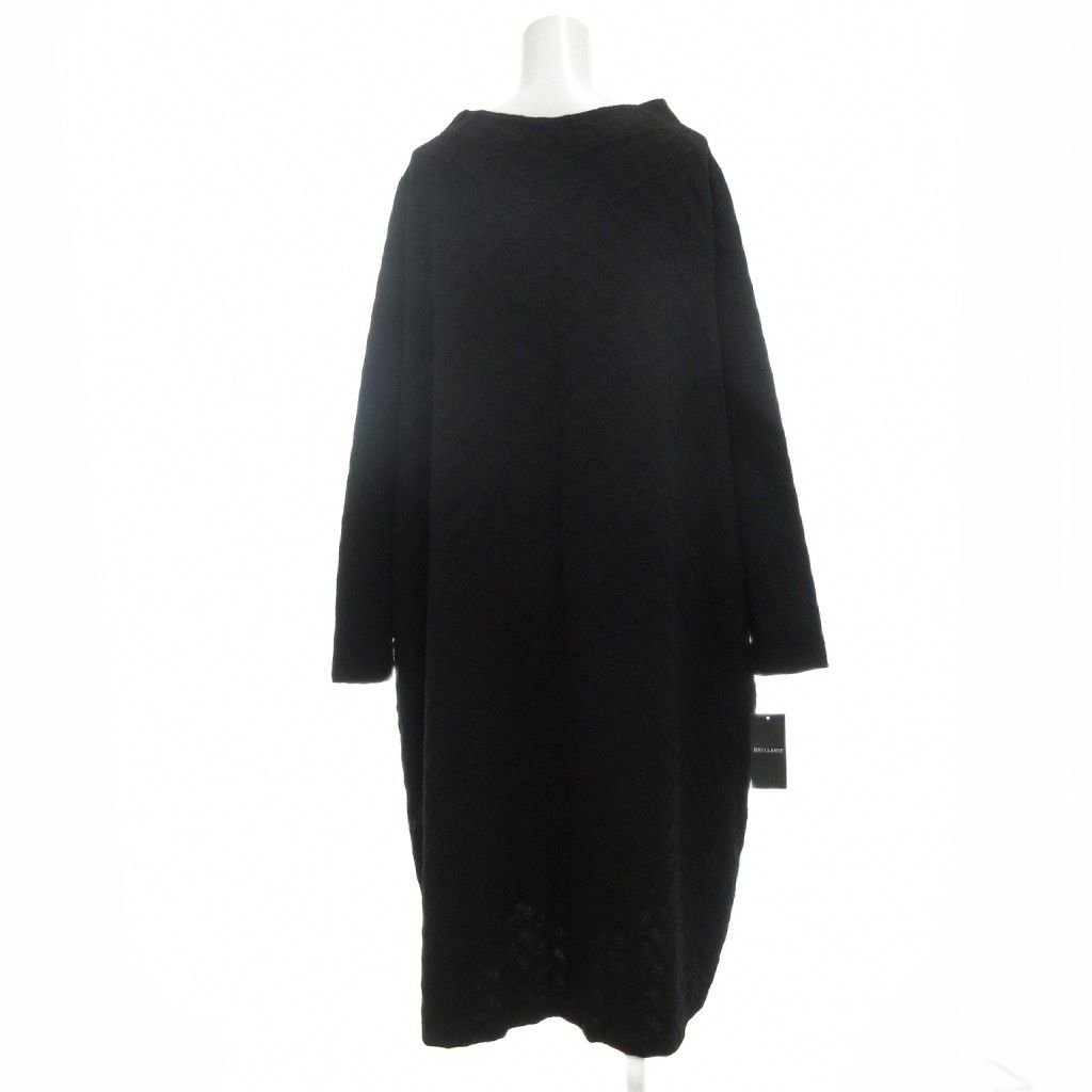BRILLANTE タグ付き ワンピース M-L 黒 ブラック 長袖 ボートネック