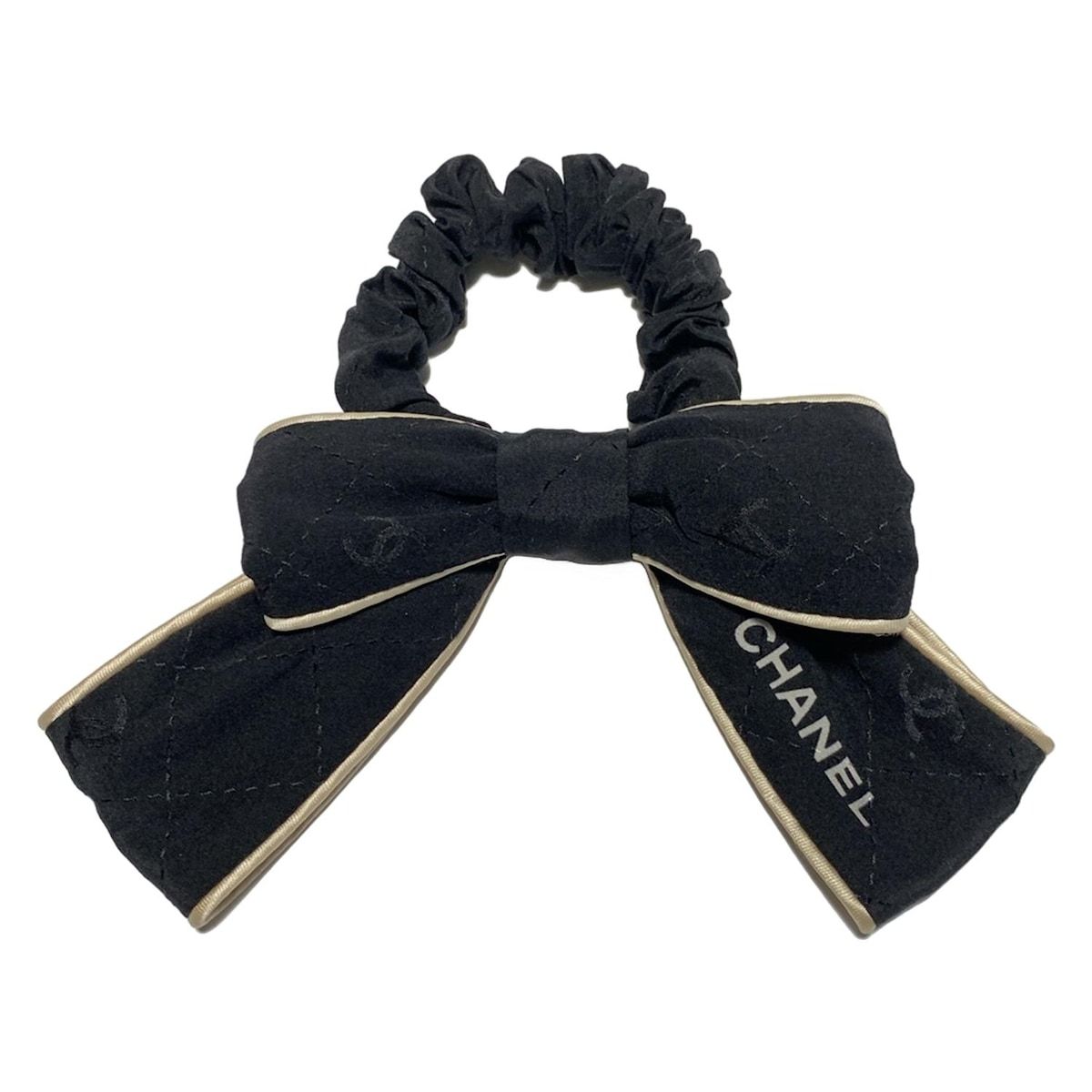 CHANEL(シャネル) シュシュ - 黒×アイボリー リボン - メルカリ
