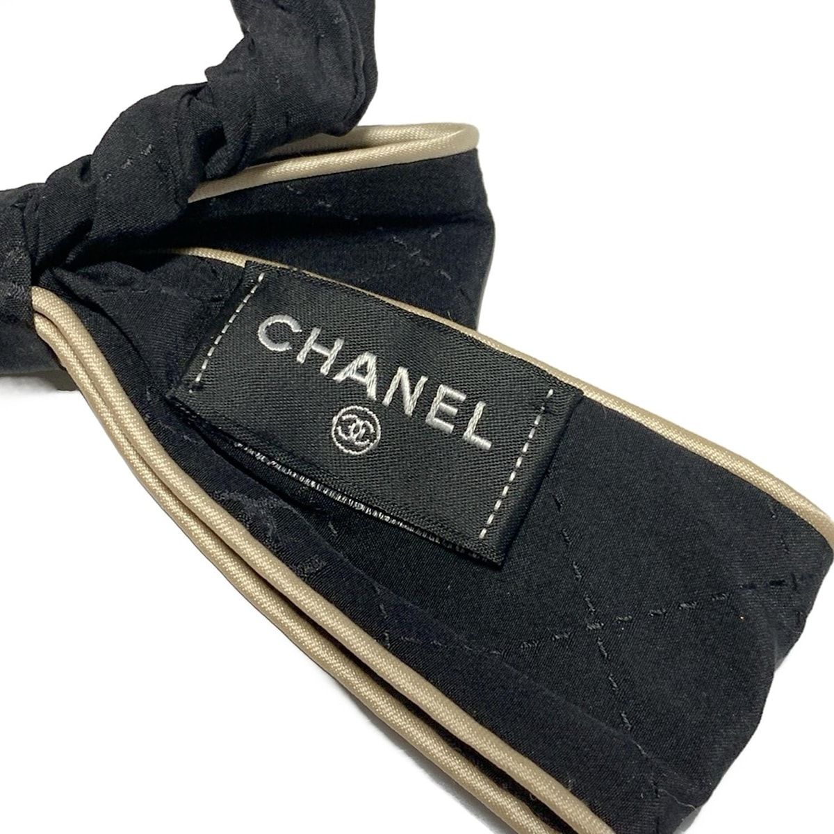 CHANEL(シャネル) シュシュ - 黒×アイボリー リボン - メルカリ