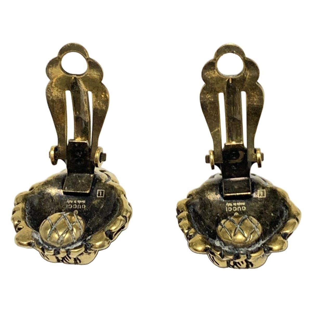 GUCCI(グッチ) イヤリング ライオンヘッド ゴールド×ブルー - メルカリ