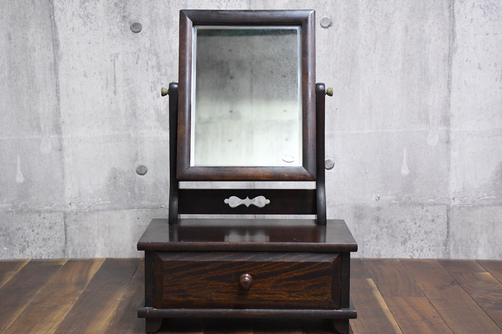 FAC22 松本民芸家具 524型 小鏡台 卓上ドレッサー 引き出し付きミラー