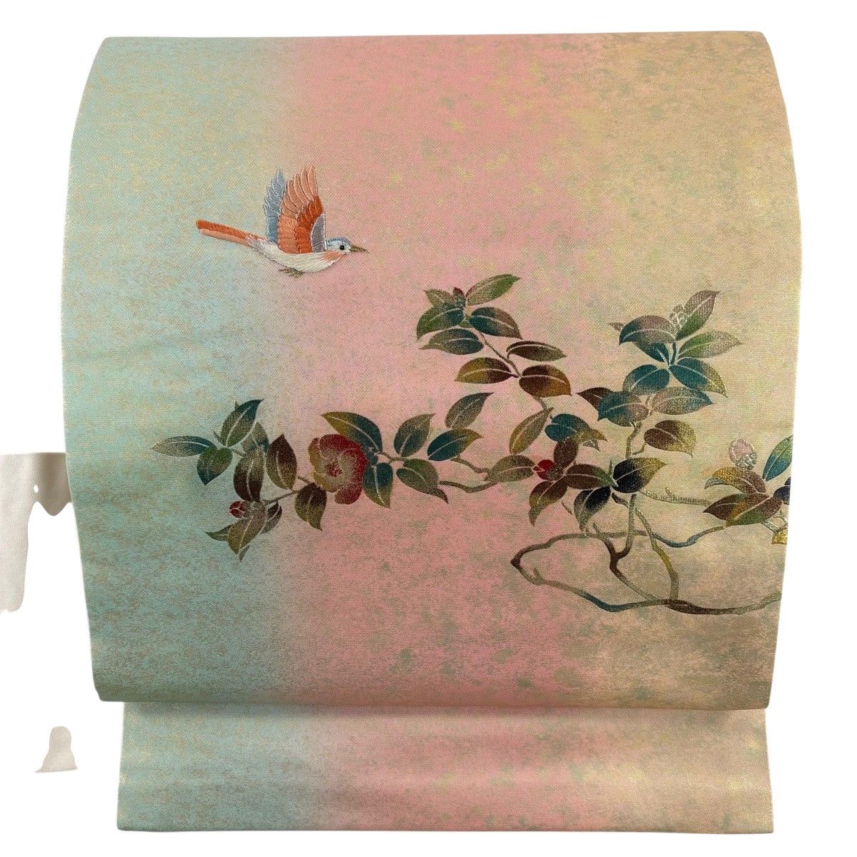 名古屋帯 優品 鳥 椿 刺繍 箔 ピンク 正絹 【中古】 - メルカリ