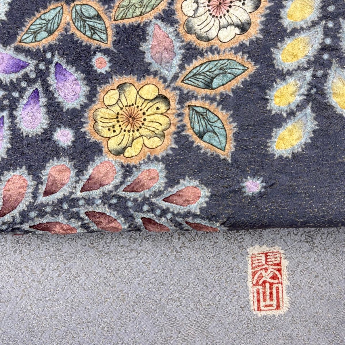 【袋帯・正絹・霞文・金彩・全通柄】青紫・赤紫・洒落袋帯・紬・辻ヶ花・小紋・訪問着 訪問着 身丈167.5cm 裄丈65.5cm M 袷 袋帯セット 辻が花柄 金彩