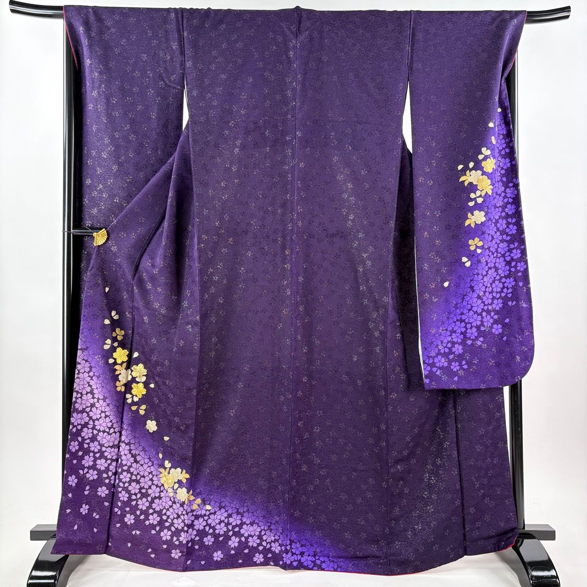 美品】 振袖 身丈166.5cm 裄丈68cm L 袷 袋帯フルセット 桜 銀通し