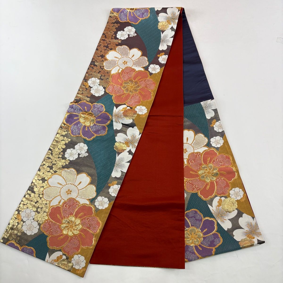 美品】 振袖 身丈158.5cm 裄丈67cm M 袷 袋帯フルセット 蝶 枝垂れ桜
