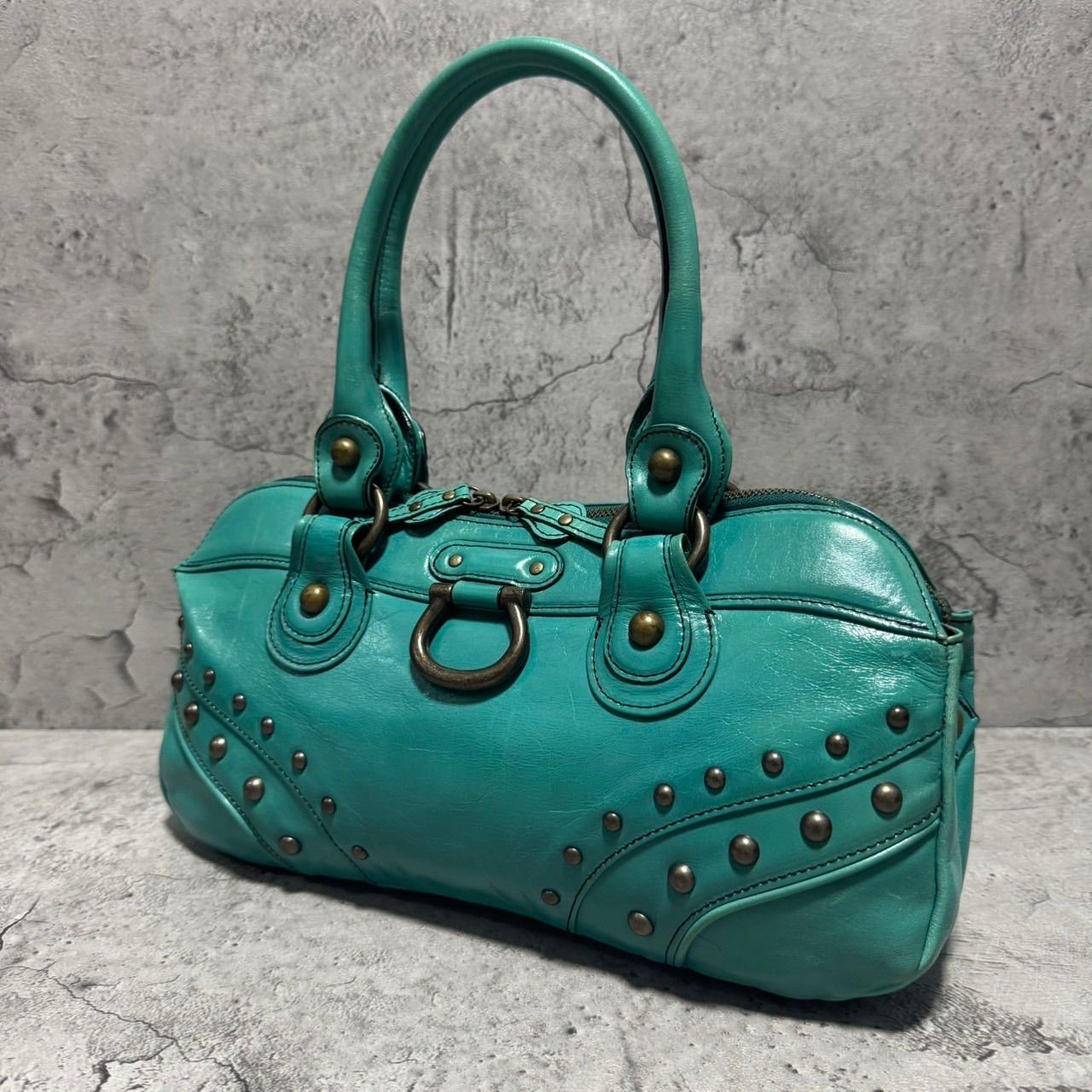 美品 Dakota ダコタ ミニボストンバッグ ハンドバッグ 肩がけ スタッズ 