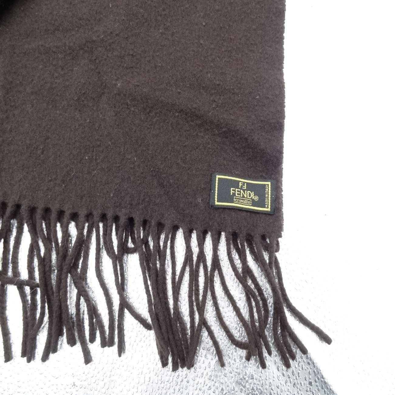 FENDI フェンディ マフラー フリンジ付 ブラウン 無地 - メルカリ