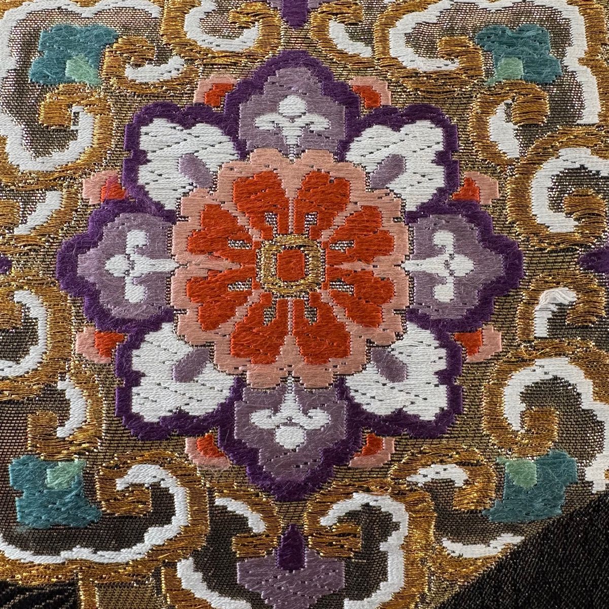 袋帯 秀品 華文 七宝 唐織 箔 黒 六通 正絹 【中古】 - メルカリ