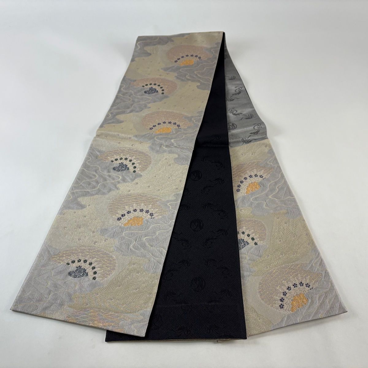袋帯 美品 秀品 鳥 華文 箔 金色 六通 正絹 【中古】 【公式通販】