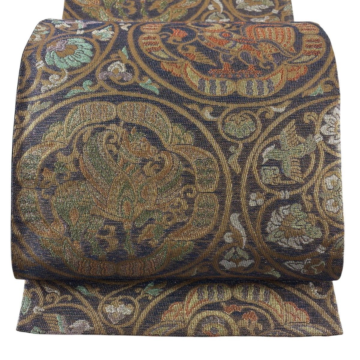 YU20 袋帯 正倉院瑞鳥文 花唐草 箔 六通 正絹 上質 名品 【公式通販】