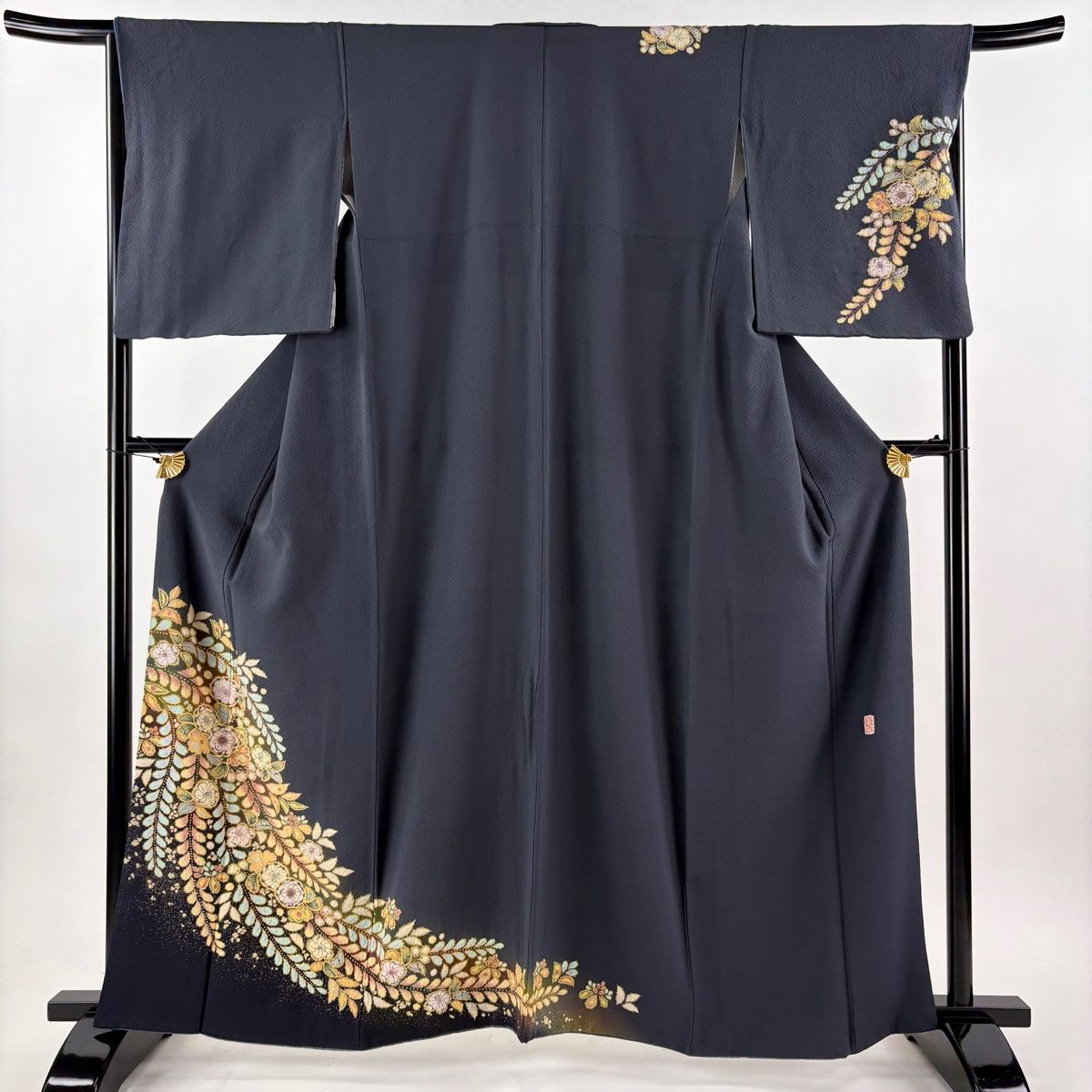 付下げ 身丈161.5cm 裄丈66cm M 袷 翠山工房 やまと 落款 辻が花 金彩