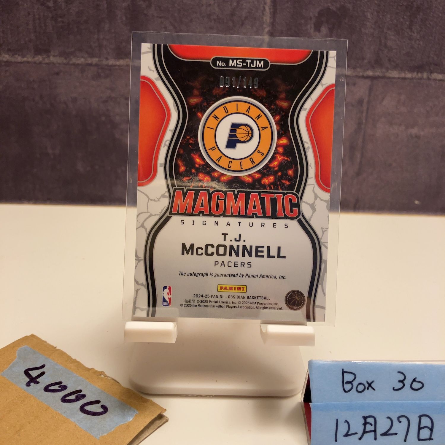 2024-25 Panini Obsidian T.J. McConnell 091/149 直筆サインカード