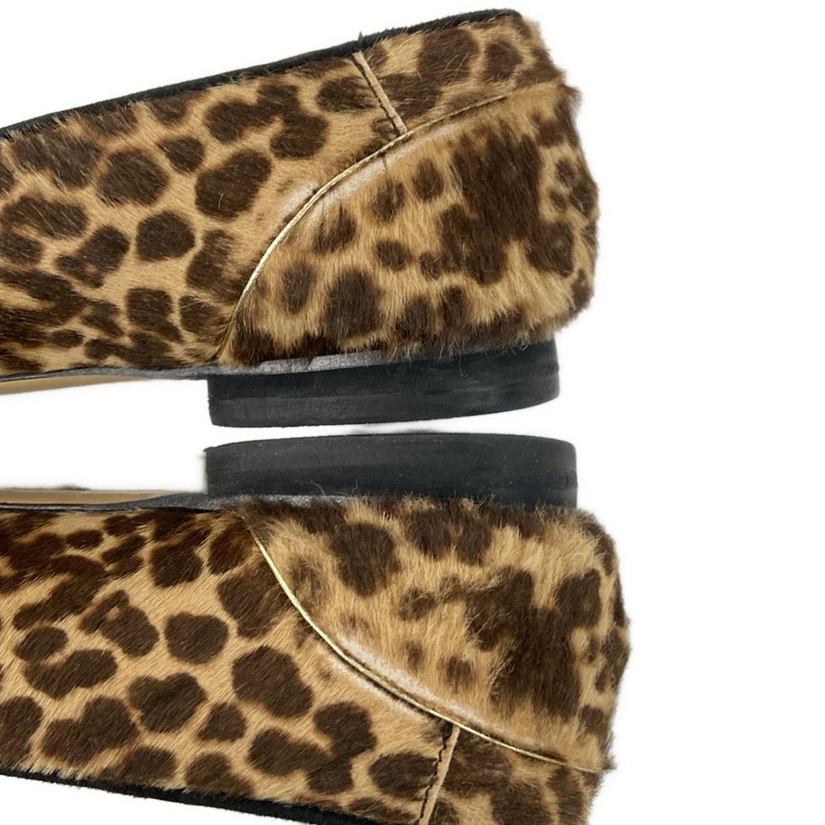 サルヴァトーレ フェラガモ 5B ヒョウ柄ハラコ 3.5cmヒール パンプス