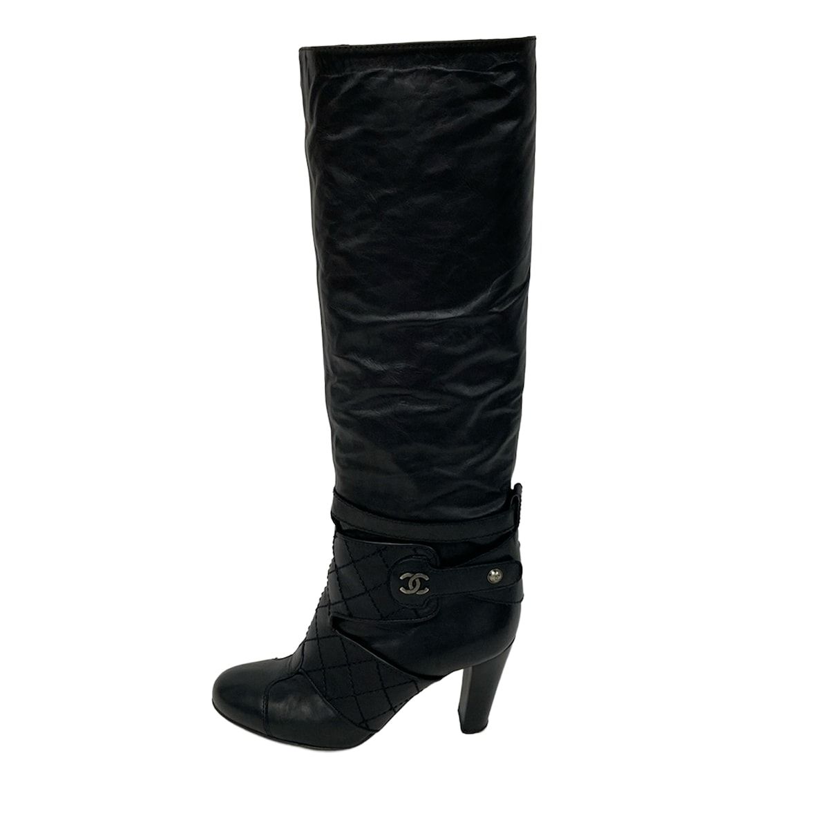 CHANEL(シャネル) ロングブーツ 34 1/2 - 黒 ココマーク/キルティング