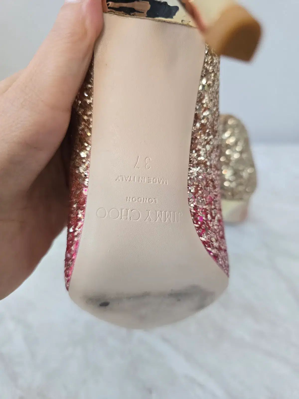 ジミーチュウ ブライダルシューズ ゴールド グリッター パンプス ほぼ未使用】JIMMY CHOO ジミーチュウ グリッターパンプス ゴールド