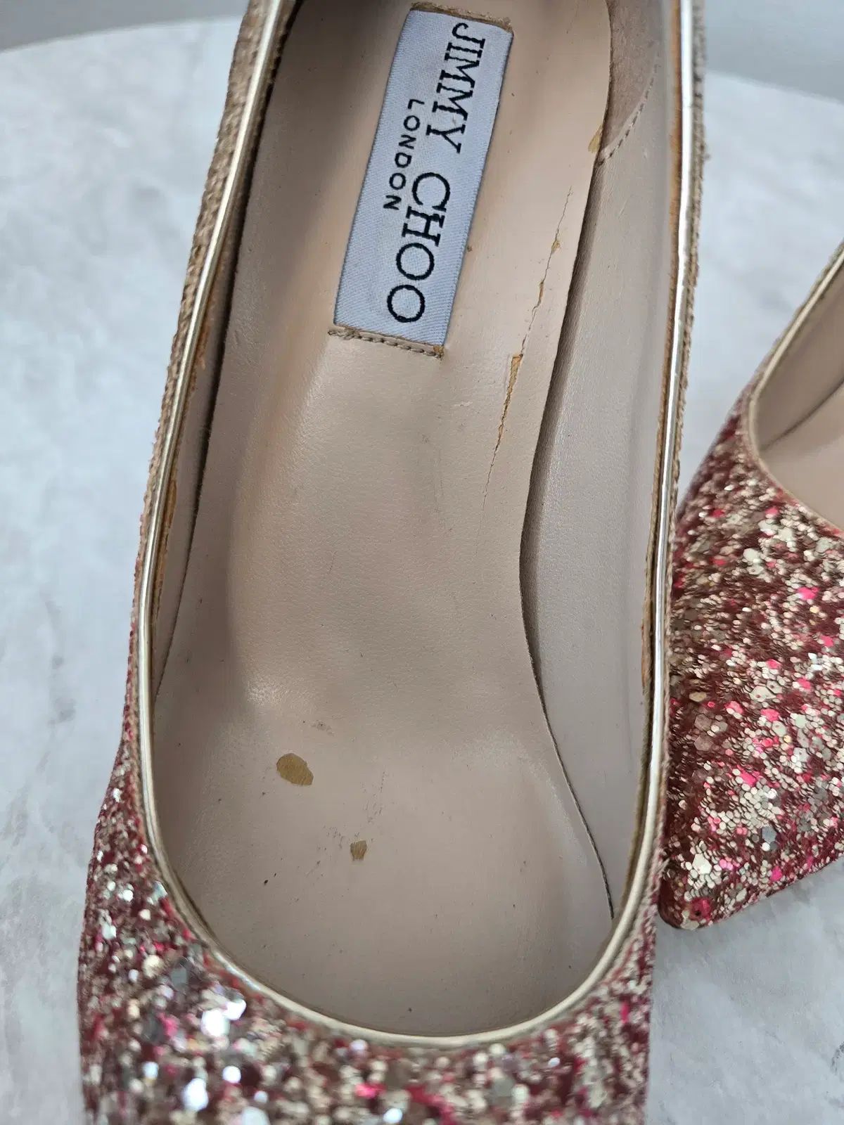 ジミーチュウ ローズゴールド グリッター パンプス ブライダルシューズ