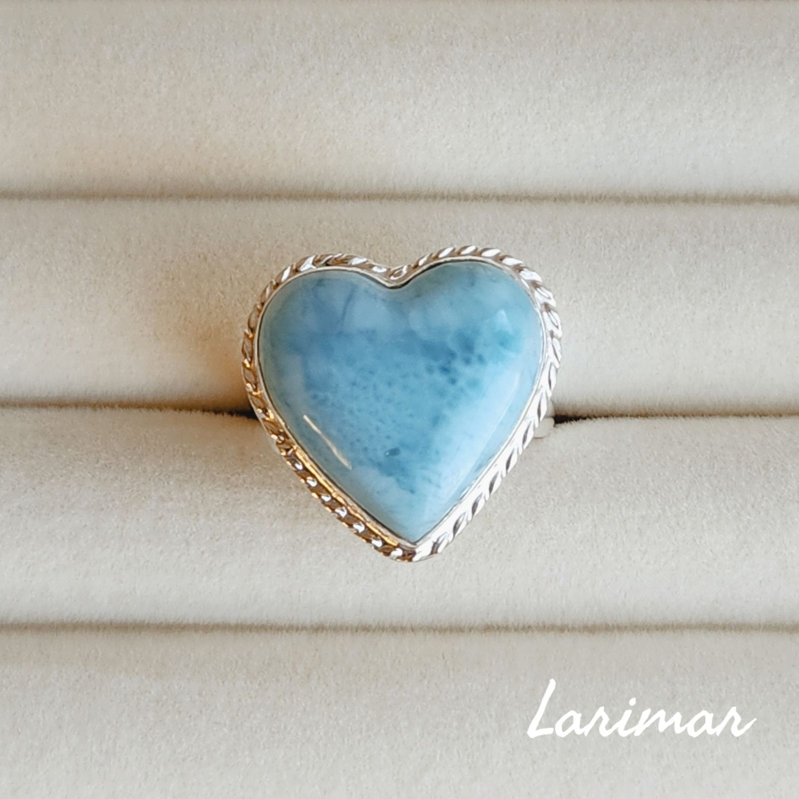 ラリマーリング＊指輪＊フリーサイズ＊ハート＊天然石 - メルカリ