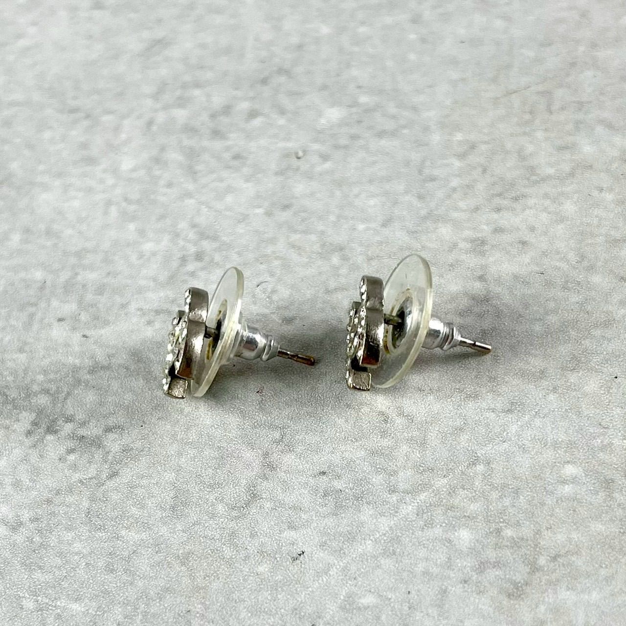 CHANEL シャネル ピアス ココマーク CC ラインストーン シルバー 両耳